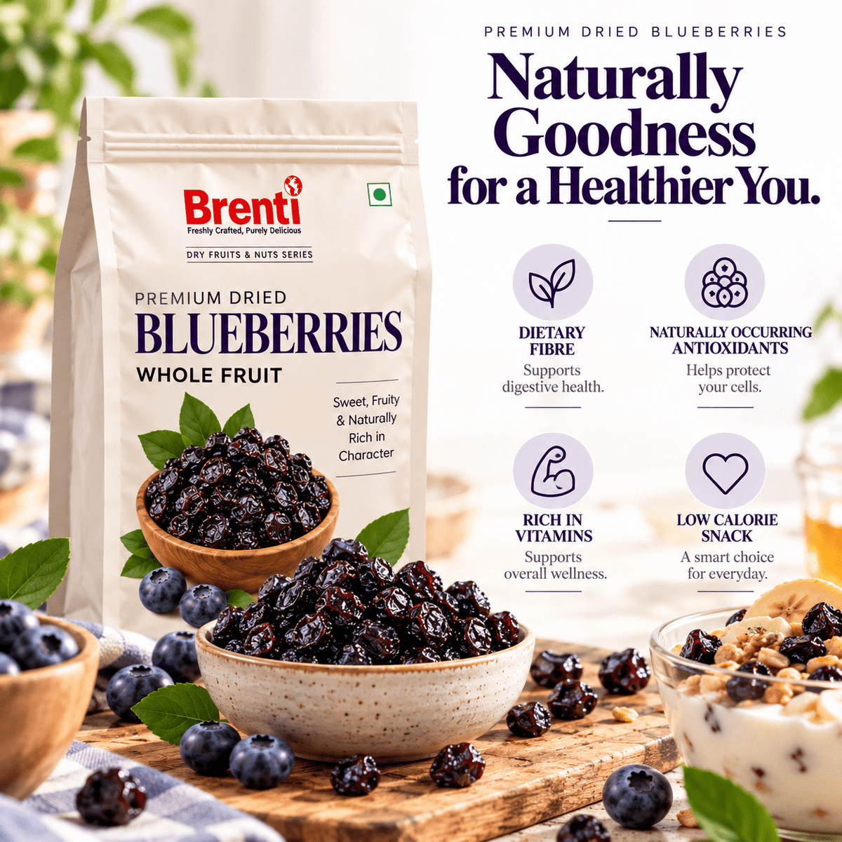 Brenti Premium Dried Blueberries 200g - Brenti Foods