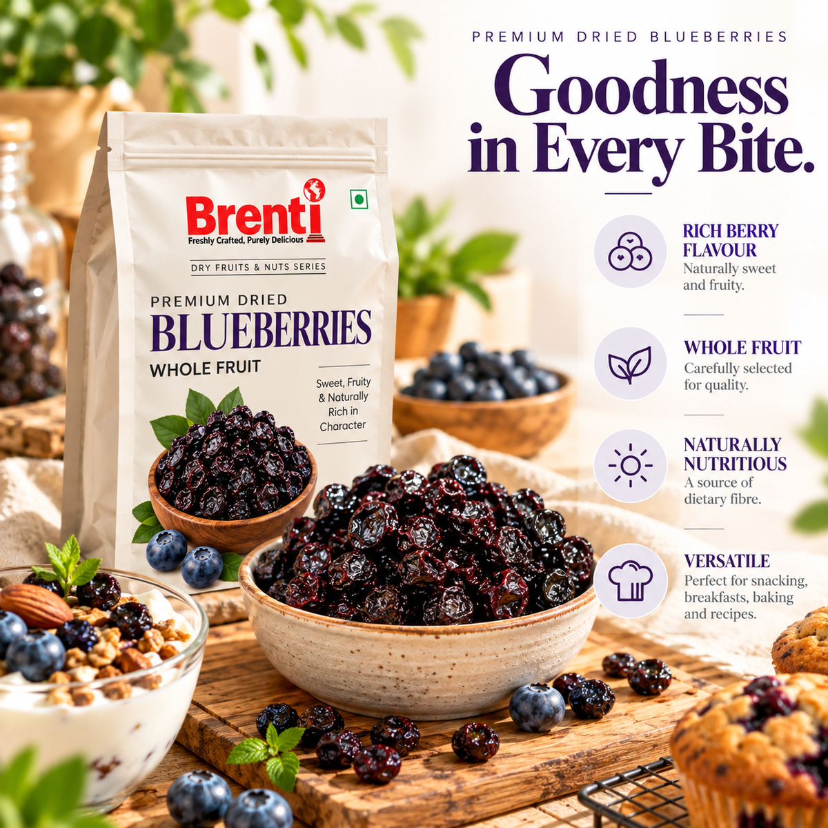 Brenti Premium Dried Blueberries 200g - Brenti Foods