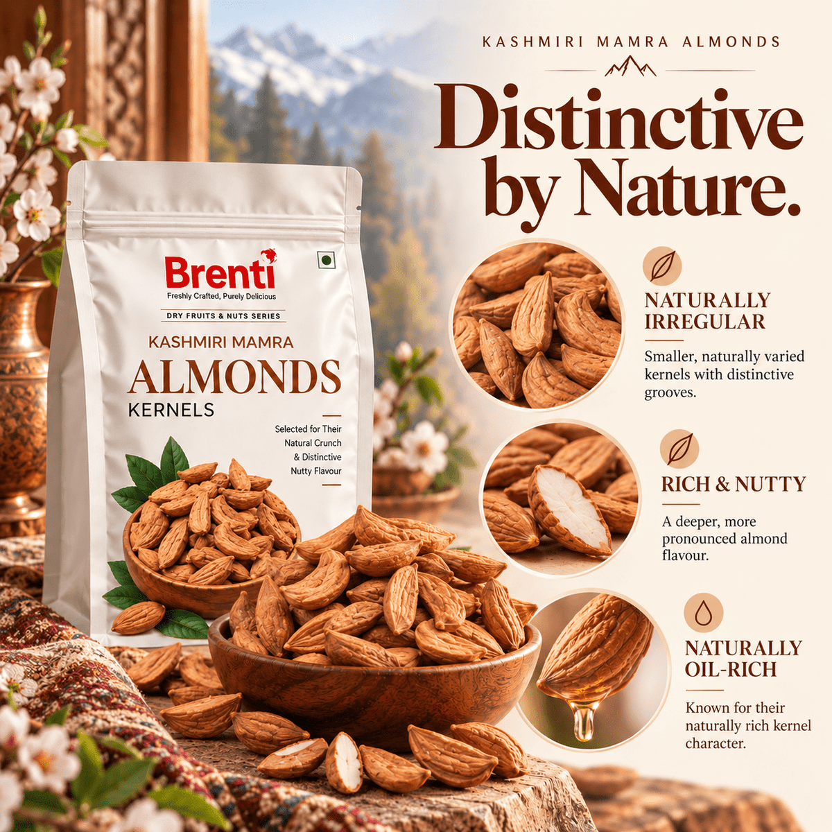 Brenti Premium Kashmiri Mamra Almonds - Brenti Foods