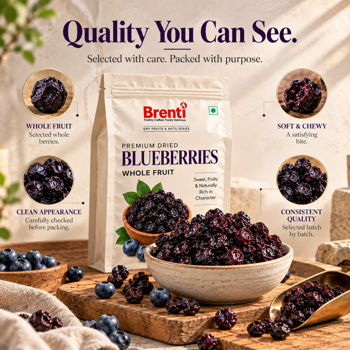 Brenti Premium Dried Blueberries 200g - Brenti Foods