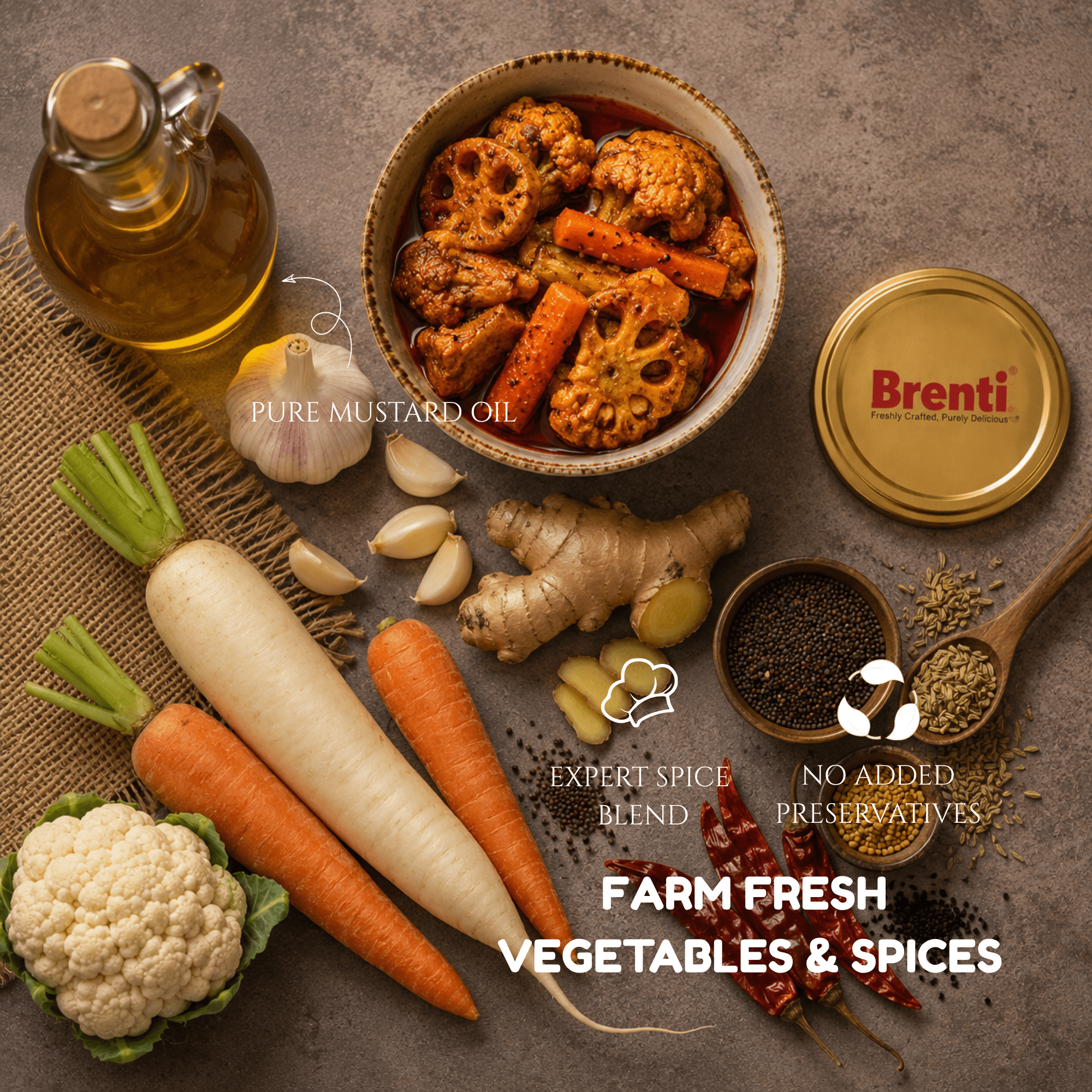Kashmiri Mix Veg Pickle - Brenti Foods